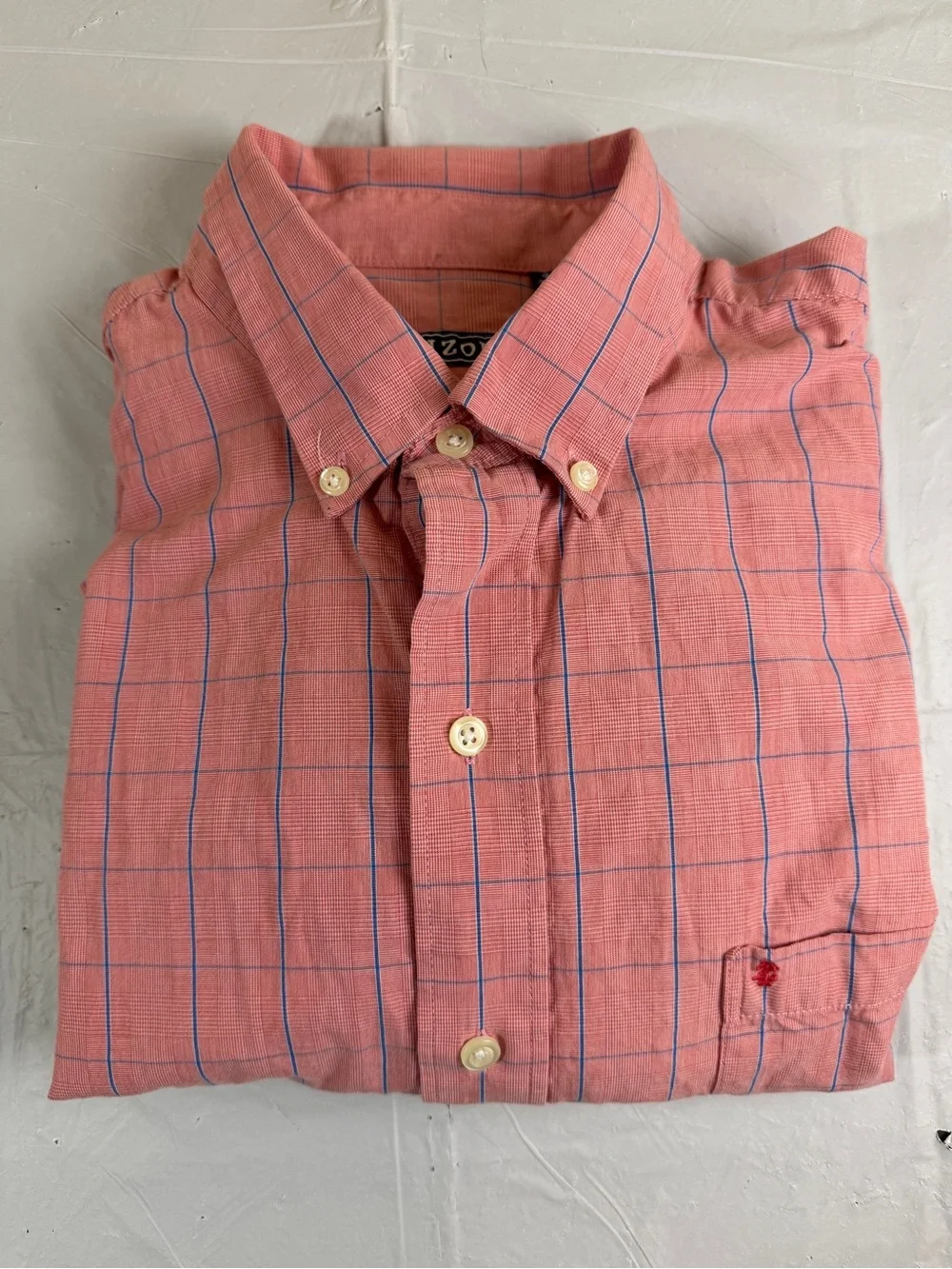 Izod‎ Pink Plaid Button-Down Shirt with Blue Windowpane